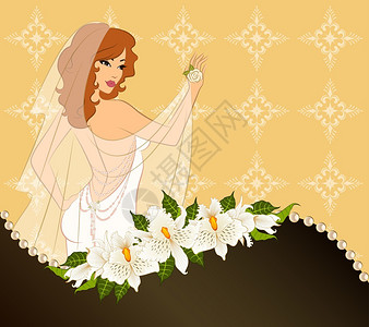 白色礼服的美丽的新娘图片