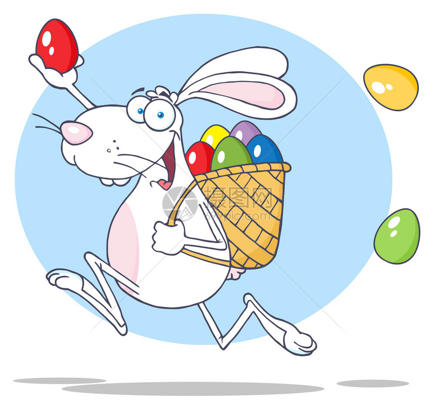 白复活节兔子用篮子和图片