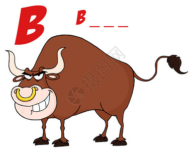 公牛卡通人物和字母B图片