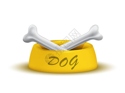 波尔佩罗金碗里的狗骨头插画