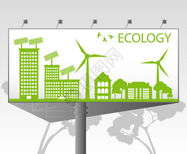 张贴海报广告牌横幅上的绿色生态城市生态图片