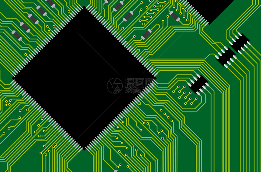 绿色电路板矢量图抽象技术背景下图片