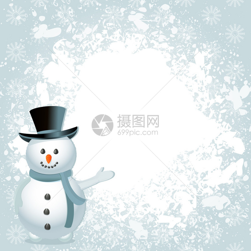 圣诞背景与快乐的雪人图片