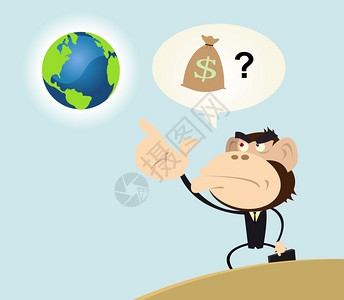 一个大猩商人的插图目的是用地球赚钱图片