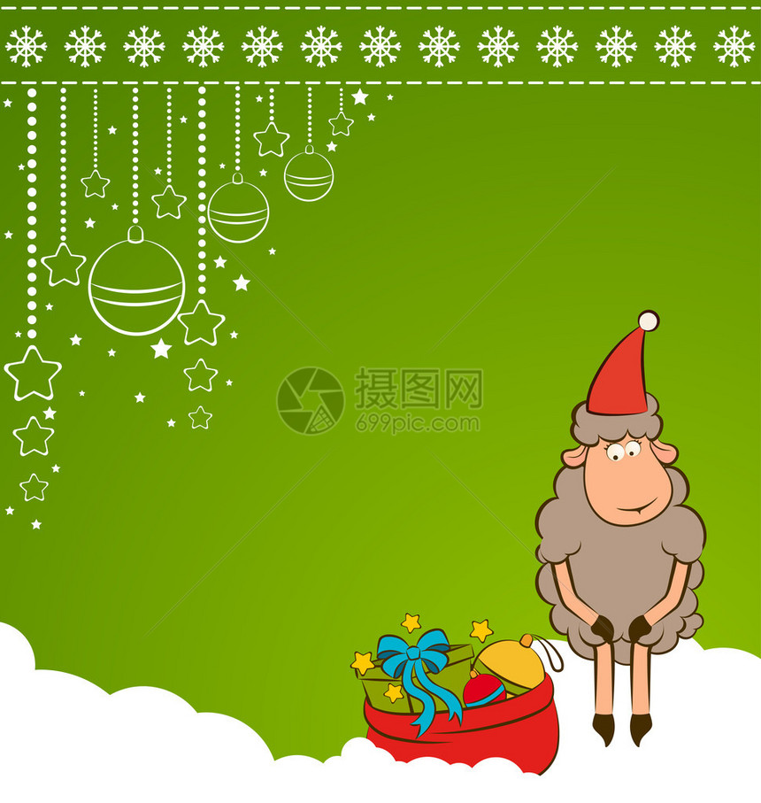 圣诞搞笑羊与礼物背景图片