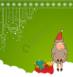 圣诞搞笑羊与礼物背景图片