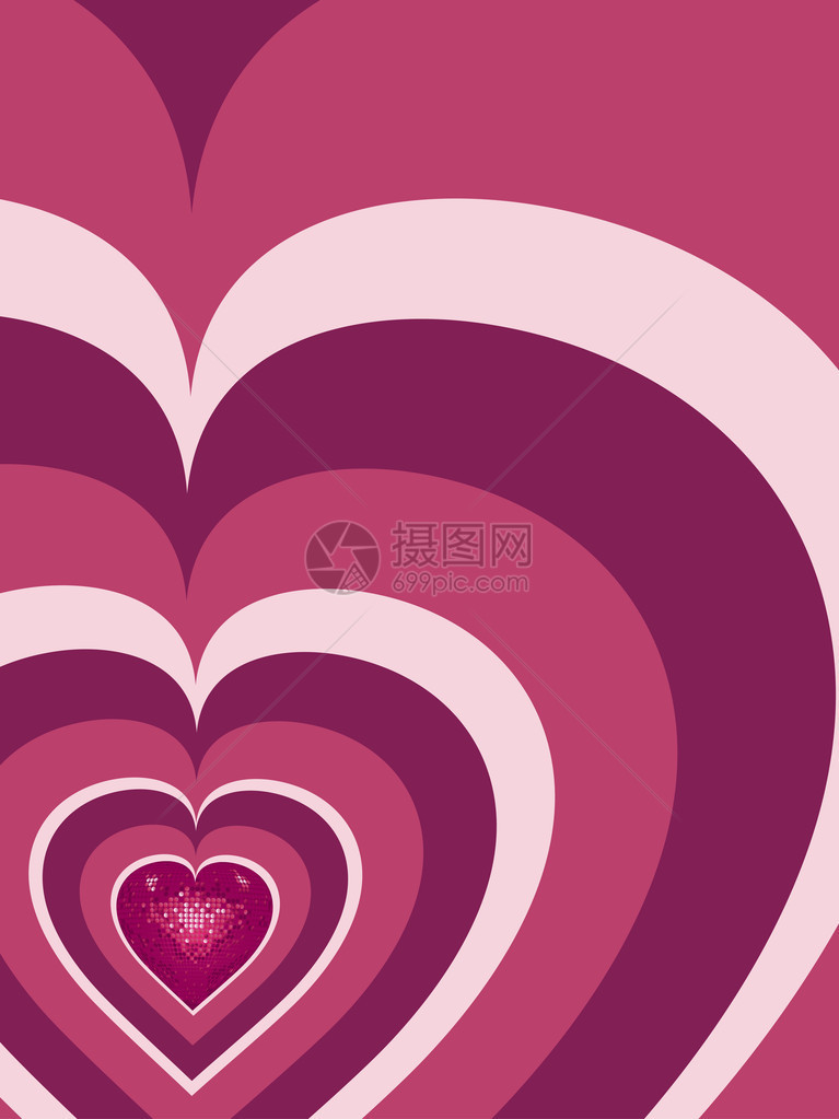 粉红色马赛克心脏在倒退的心脏背图片