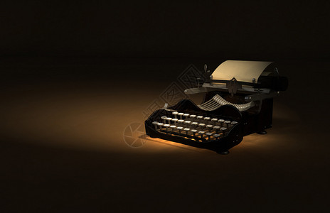 剧作家古董打字机3D褐色生锈设计图片