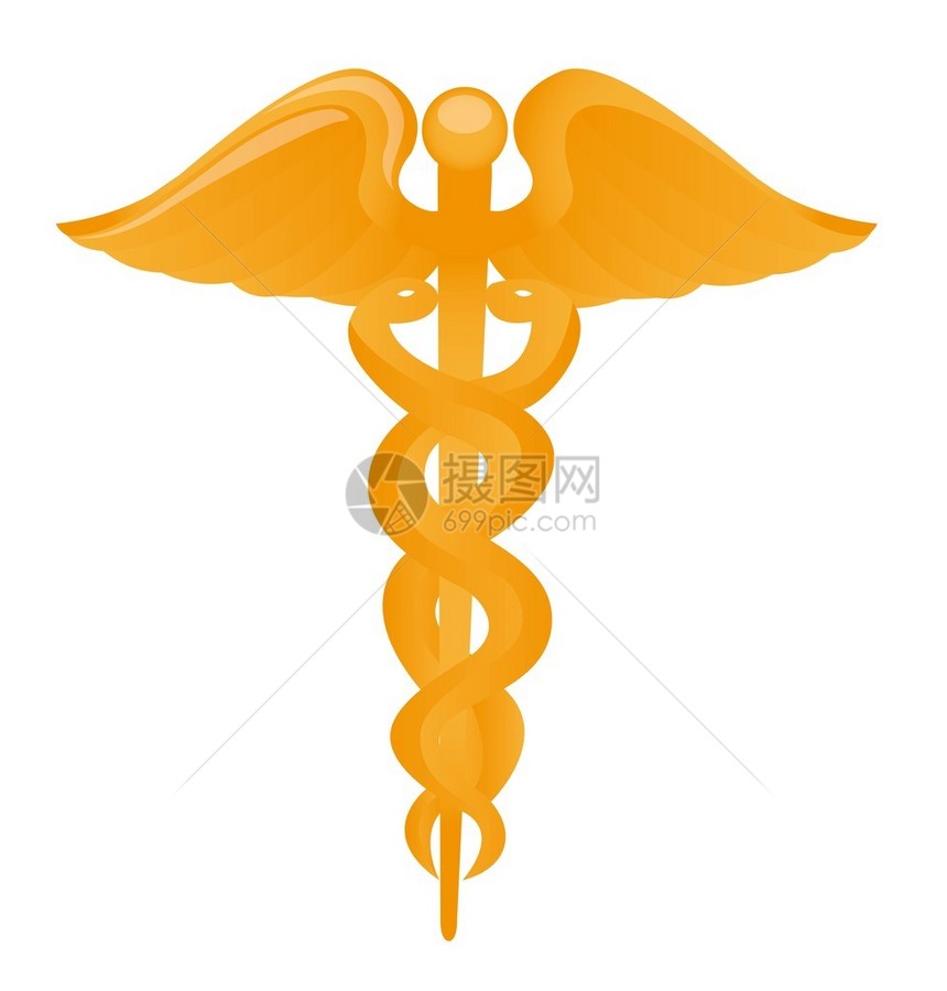 金色的医学标志在白色背景上被图片