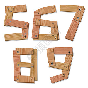 质朴的木制数字母56789由拧在一起的木块制成图片