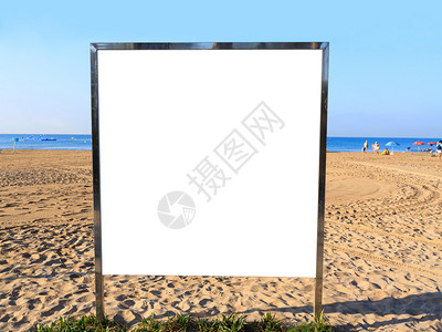 海滩上的广告牌背景图片