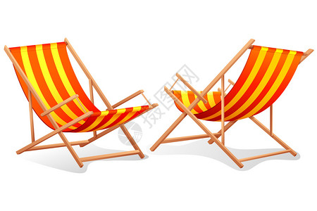 朝普拉亚展示白色背景海滩椅不同视角的白插画