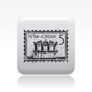 约旦佩特拉古城单个孤立的Petra插画