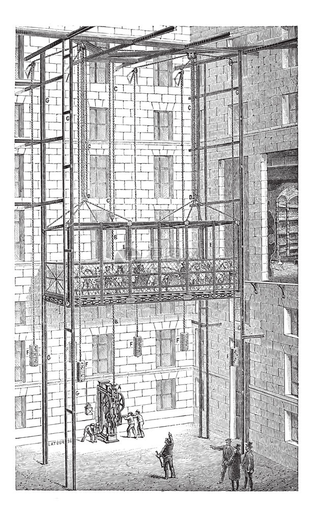 法国巴黎大剧院的电梯古典插图图片