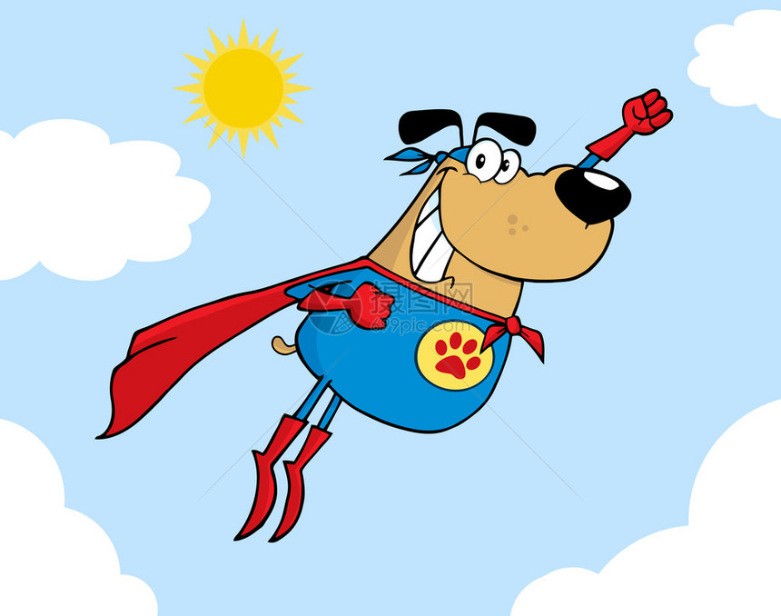 棕色超级英雄狗飞在图片