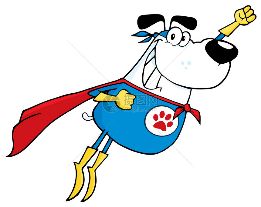 白色超级英雄狗飞行卡通人物图片