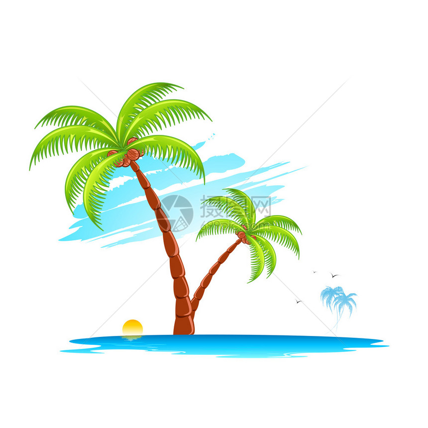 关于岛屿棕榈树的抽象背景说明图片