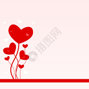 红色背景与情人节的心图片
