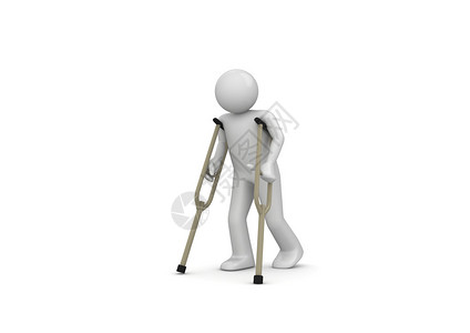 宝马3系骑拐杖的受伤男子3个在白色背景字符系插画