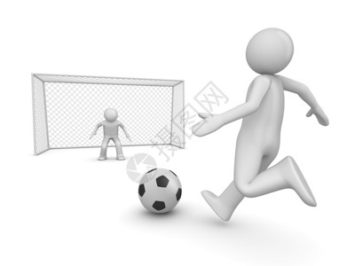 球门线足球在惩罚区向前推进3个孤立于白色背景体育插画