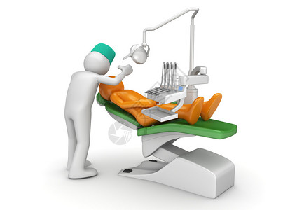 牙科医和牙科病人3个孤立于白色背景医疗字符图片