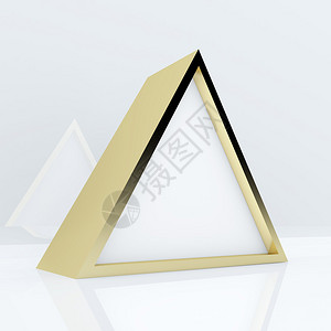 3D空白抽象白三角框显示用于设计工作的新型设计金框架模板图片