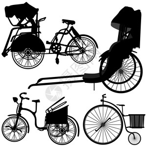 一套古老的自行车三轮车图片