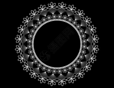 黑色圆形花边桌巾图片