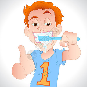 男孩刷牙的创意构思设计艺术图片