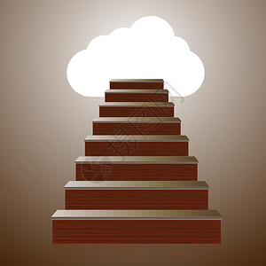 带计算机云的矢量概念木梯图片