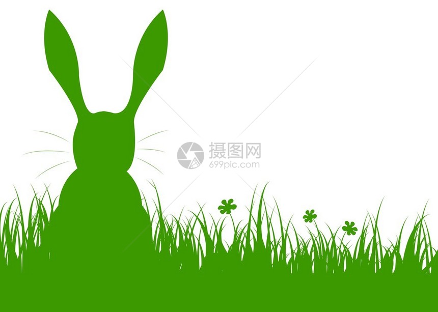 草地上兔子的形状图片
