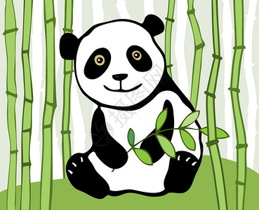 熊猫与背景中的竹枝图片