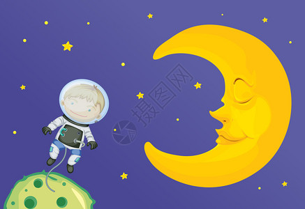 宇航员和月亮的插图图片