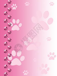 粉红色背景上的爪印插图图片