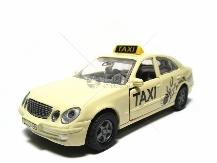 黄色出租车玩具车白色背景图片