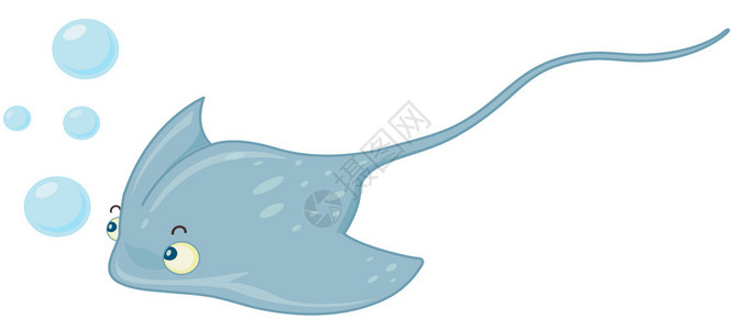 蓝色黄貂鱼游泳的illustratiion背景图片