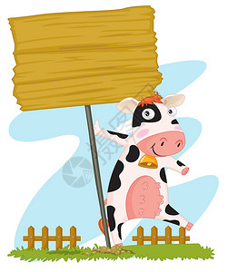 一头牛举着牌子的插图图片