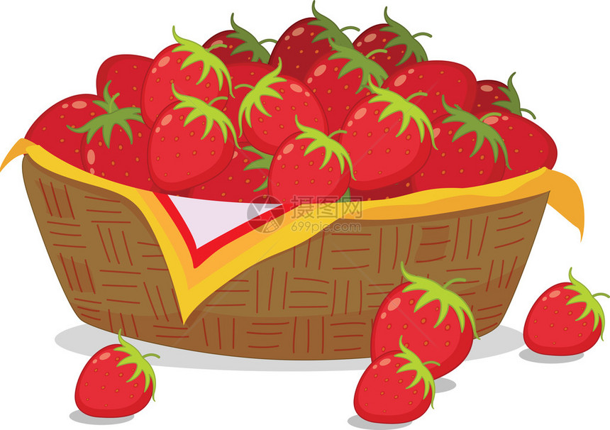 一篮草莓的插图图片