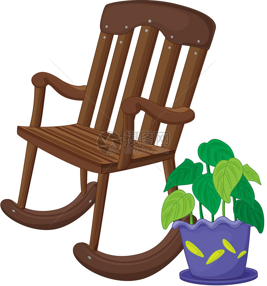 木制摇椅的插图图片