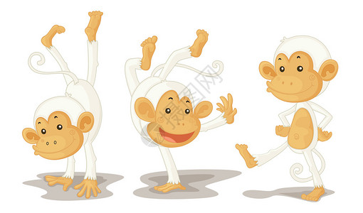 三只猴子表演的插图背景图片