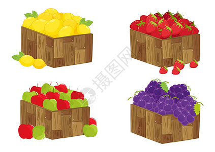 四盒水果的插图图片