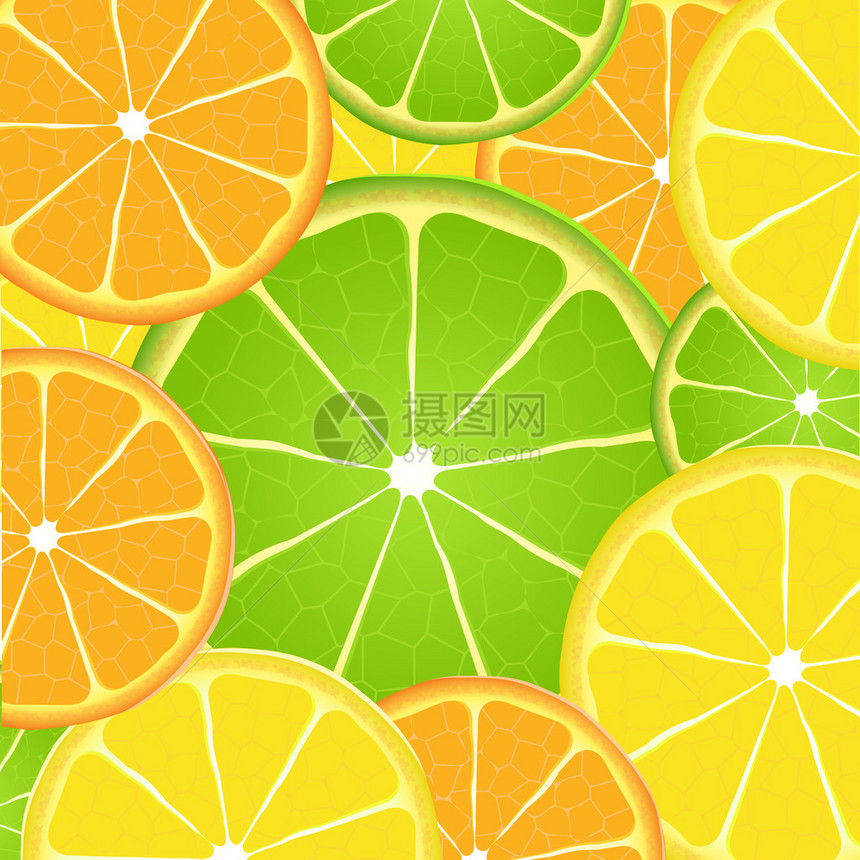 柑橘类水果切片背景图片