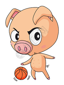 猪打篮球的插图图片