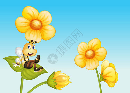 蜜蜂在花上的插图图片