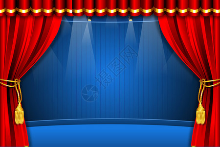 闪光灯下舞台带闪光灯和窗帘的舞台插图插画