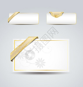 白纸上的金色复古丝带设置横幅图片