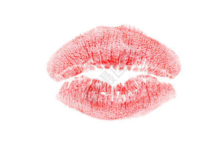 印有红色唇膏的女嘴唇的图像图片