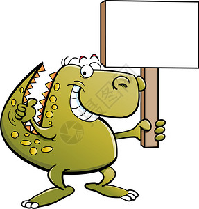 带有标志的恐龙的卡通插图背景图片