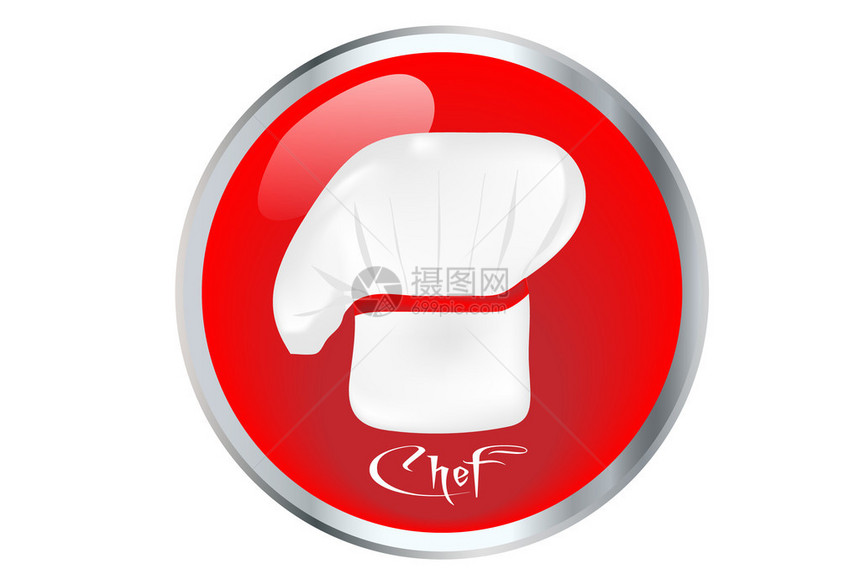 红色按钮图标厨师帽图片