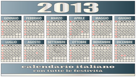 2013年日历意大利语与图片